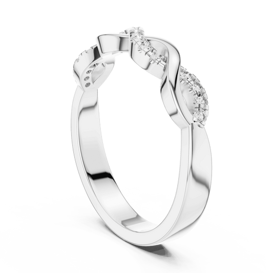Diamond ring with a wavy gold band