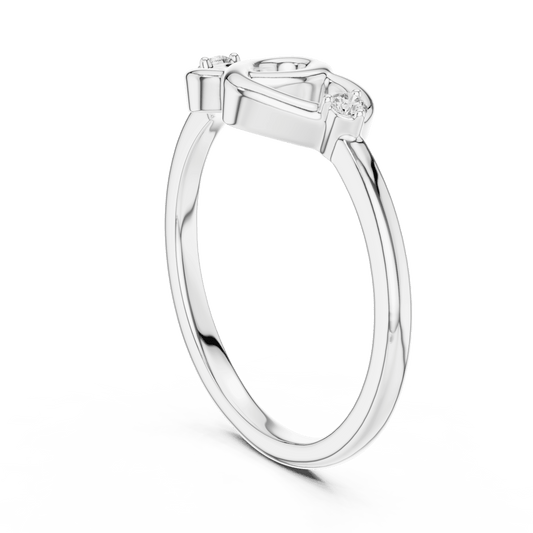 Diamond ring with twin hearts twin stones