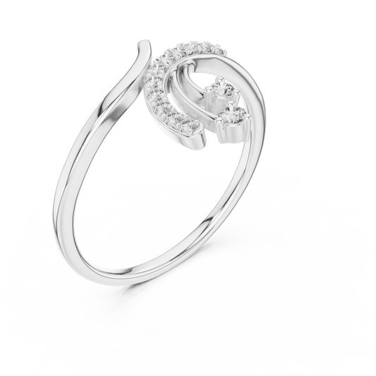 Diamond ring with an artistic floral bypass shank