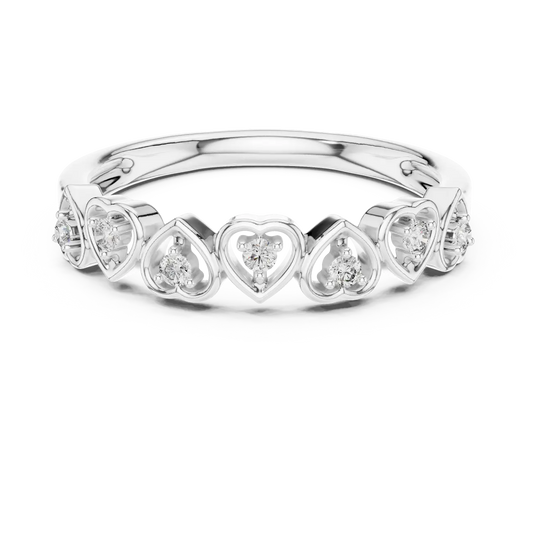Diamond Ring with String of Hearts