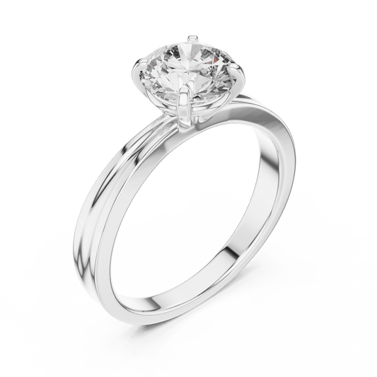 Solitaire ring with high-set hidden halo accent