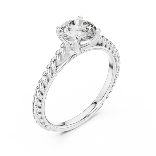 Solitaire ring with twisted rope band