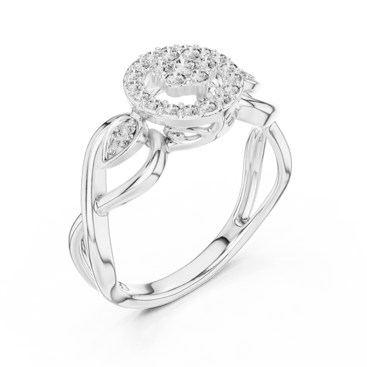 Diamond ring with criss-cross band