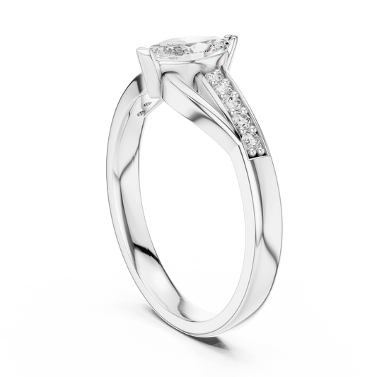 Marquise diamond ring featuring split shank