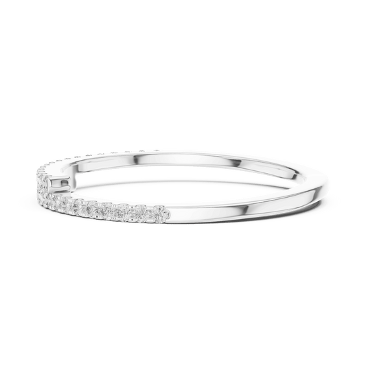 Diamond ring with open-ended encrusted band