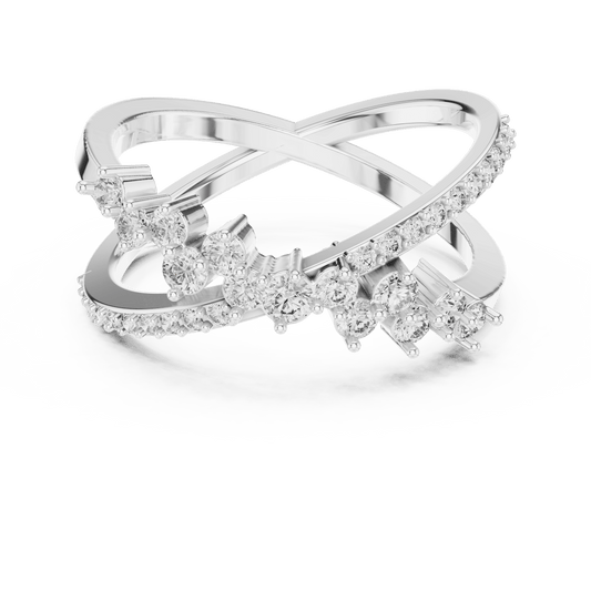 Criss Cross Half-Eternity Diamond Ring