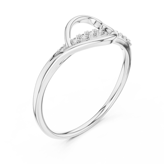 Diamond ring with an open heart motif