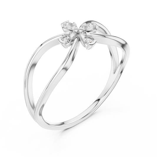 Diamond ring with flower motif
