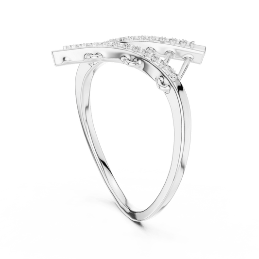Diamond ring with split tracks set with melees'