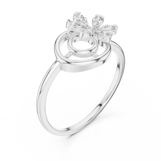 Diamond ring with a floral motif