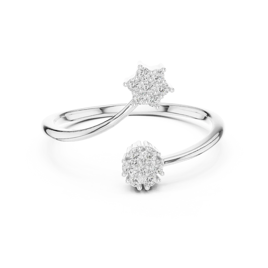 Diamond ring with Star & Flower motifs