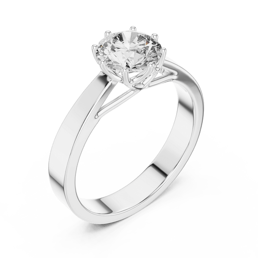 Solitaire ring in Cathedral style setting