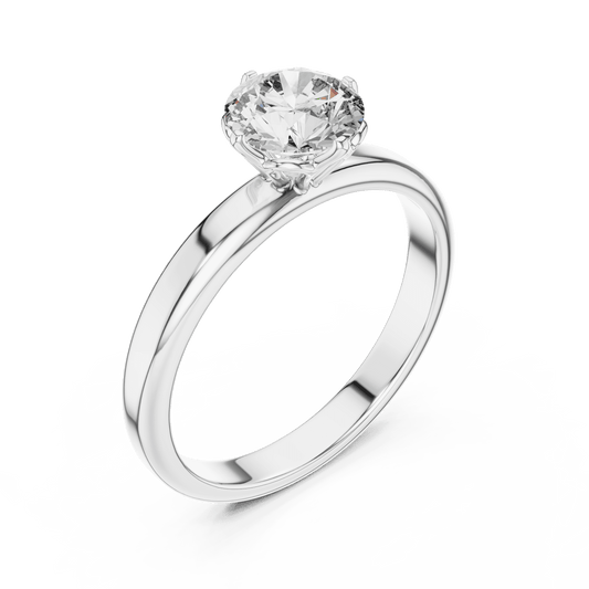Solitaire ring set in floral motif