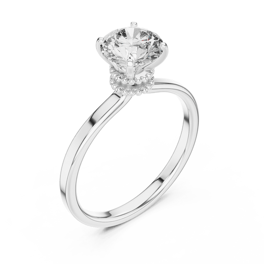 Solitaire ring with twin halo