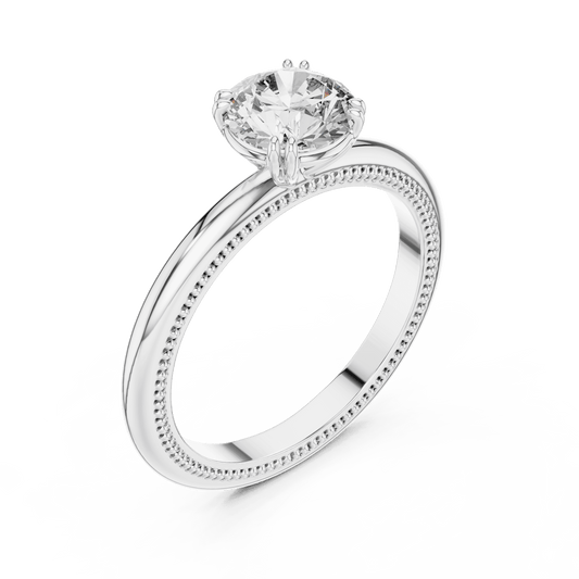 Solitaire ring with golden beads vintage look