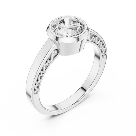 Solitaire ring with intricate filigree work