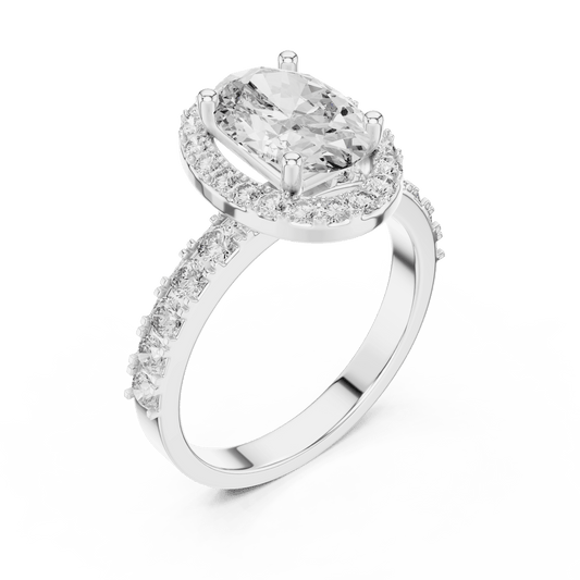 Oval shaped Solitaire ring with side stones