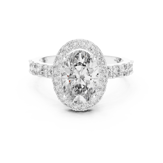 Oval shaped Solitaire ring with side stones
