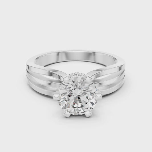 Solitaire with split triple shank design